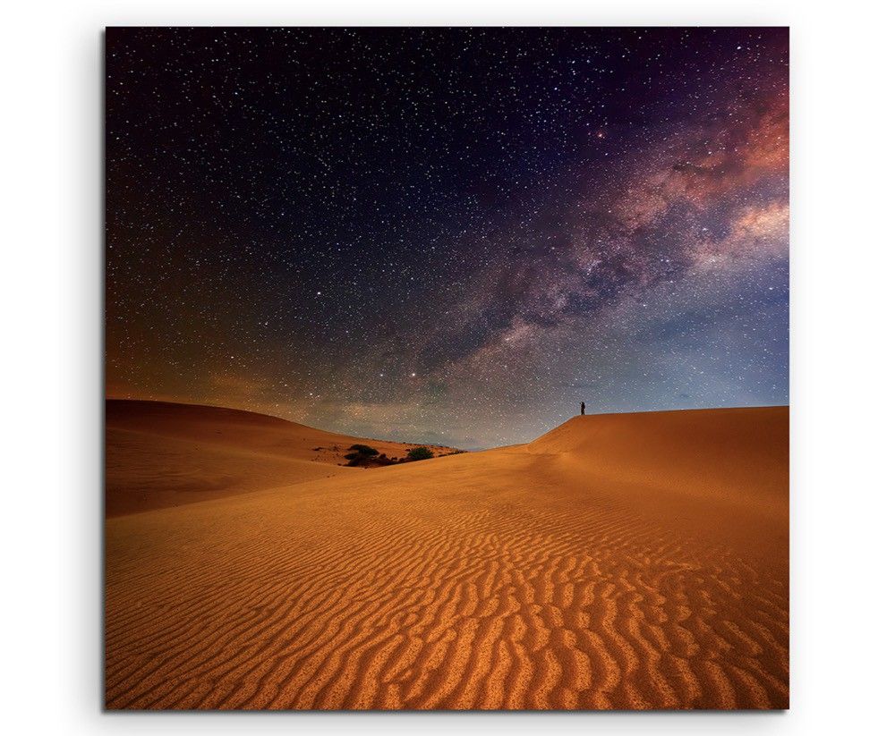 Naturfotografie –  Wüste unter dem Sternenhimmel auf Leinwand