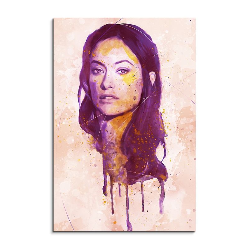 Olivia Wilde Splash 90x60cm Kunstbild als Aquarell auf Leinwand