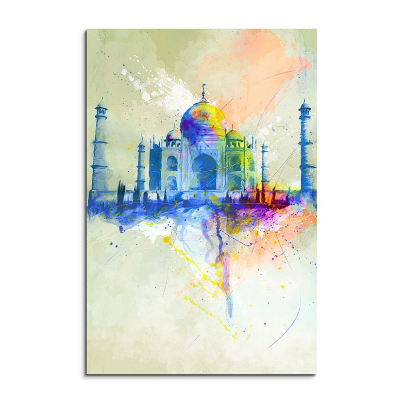 Taj Mahal 90x60cm Aquarell Art Leinwandbild