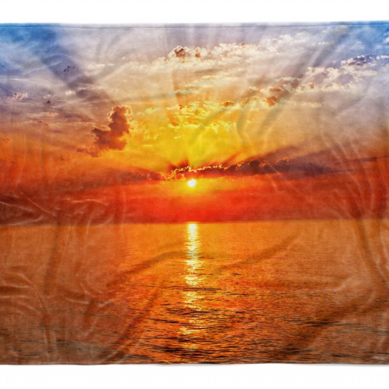 Handtuch Strandhandtuch Saunatuch Kuscheldecke  mit Fotomotiv Sonnenuntergang Me