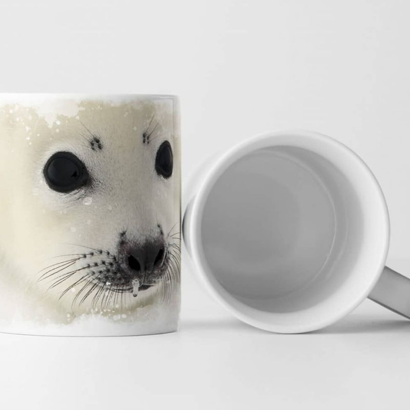 Tasse Geschenk Tierfotografie – Baby Sattelrobbe im Eis