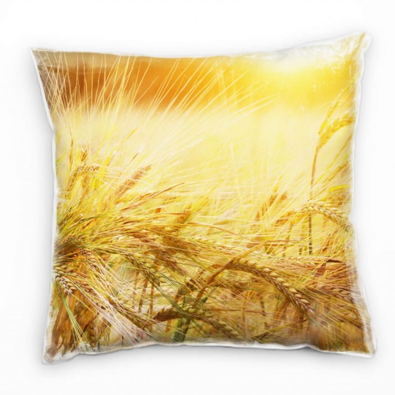 Natur, gelb, orange, Weizenfeld, Sonnenaufgang Deko Kissen 40x40cm für Couch Sofa Lounge Zierkissen