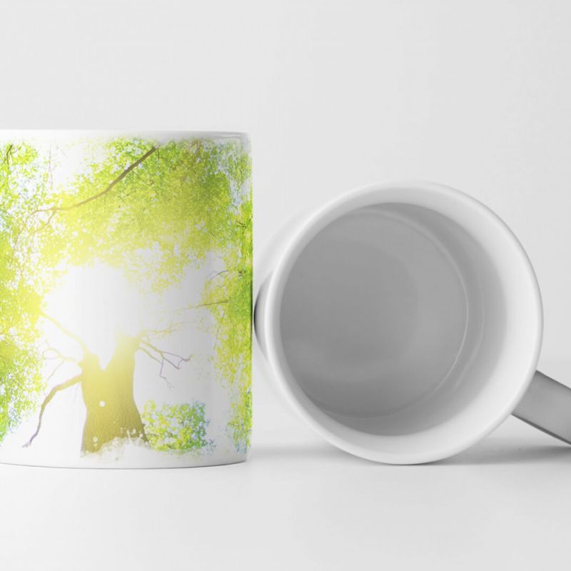 Tasse Geschenk Naturfotografie – Grüner Wald an einem sonnigen Tag