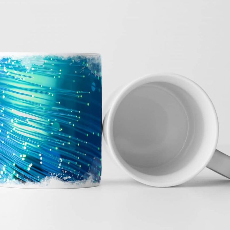 Tasse Geschenk Fotografie – Licht in blauen Glasfasern