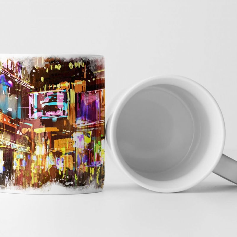 Tasse Geschenk Abstraktes Bild – Neonreklame bei Nacht