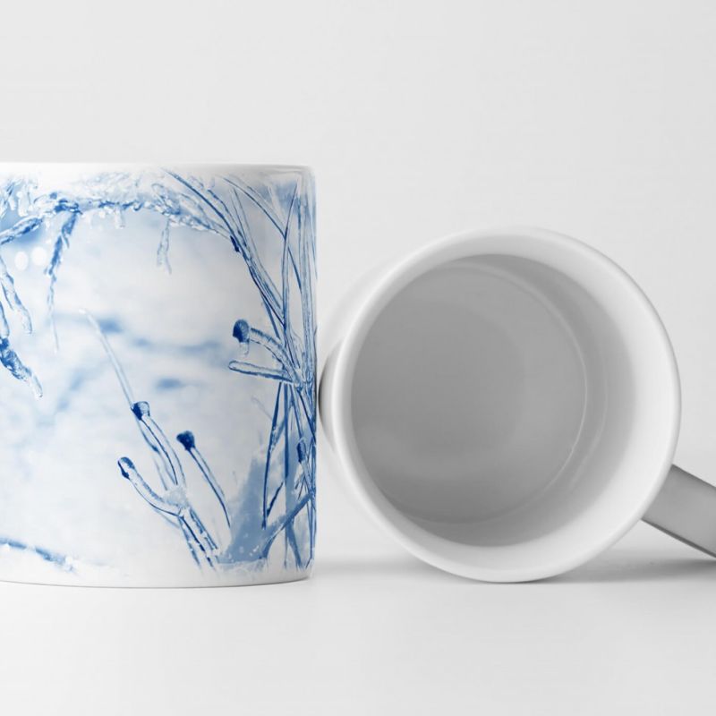 Tasse Geschenk Winter – Fotografie gefrorenes Gras Frost