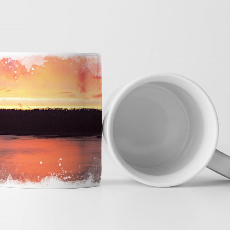 Tasse Geschenk Landschaft bei Sonnenuntergang