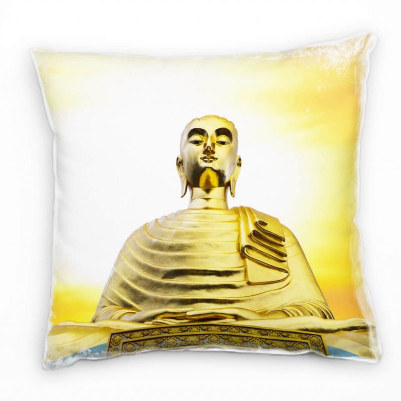 Urban, gold, gelb, Buddha, Sonnenuntergang Deko Kissen 40x40cm für Couch Sofa Lounge Zierkissen