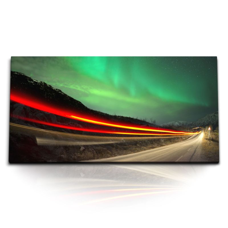 Kunstdruck Bilder 120x60cm Polar Norden Astrofotografie Nacht Straße