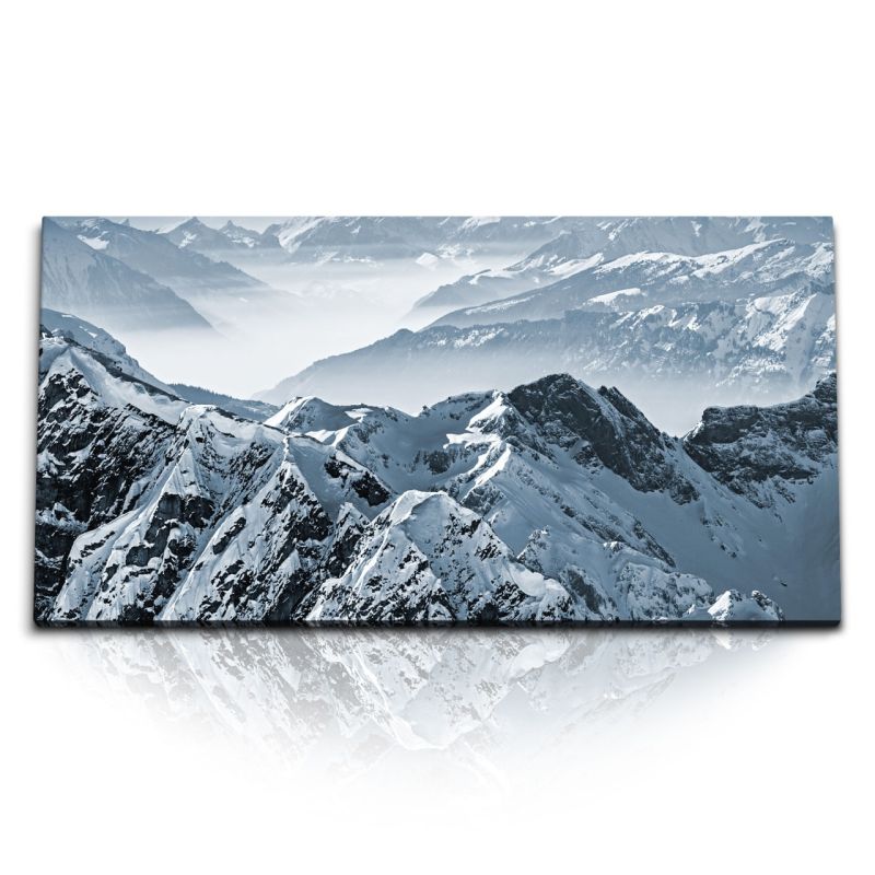 Kunstdruck Bilder 120x60cm Schweizer Alpen Berge Schneegipfel Berggipfel Schnee