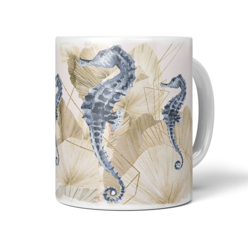 Dekorative Tasse mit schönem Motiv Seepferdchen Exotisch Pastellton einzigartiges Design