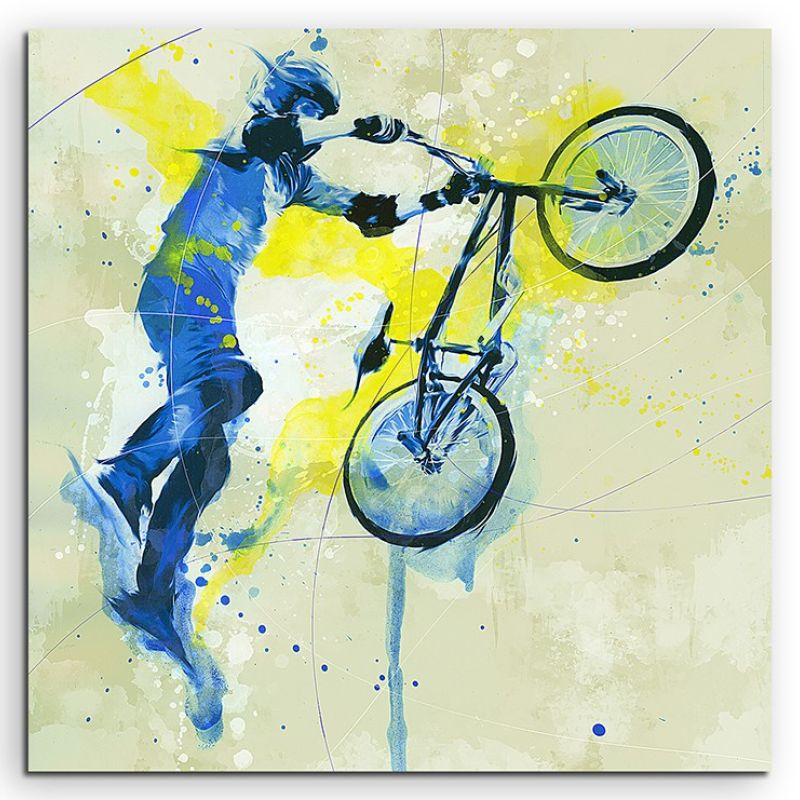 BMX 60x60cm SPORTBILDER Paul Sinus Art Splash Art Wandbild Aquarell Art