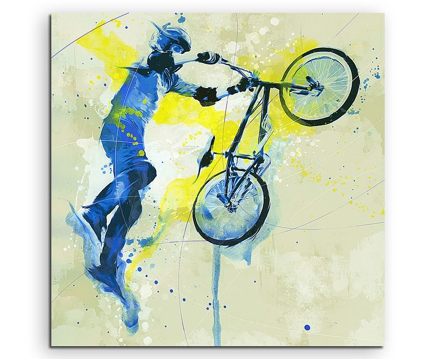 BMX 60x60cm SPORTBILDER Paul Sinus Art Splash Art Wandbild Aquarell Art