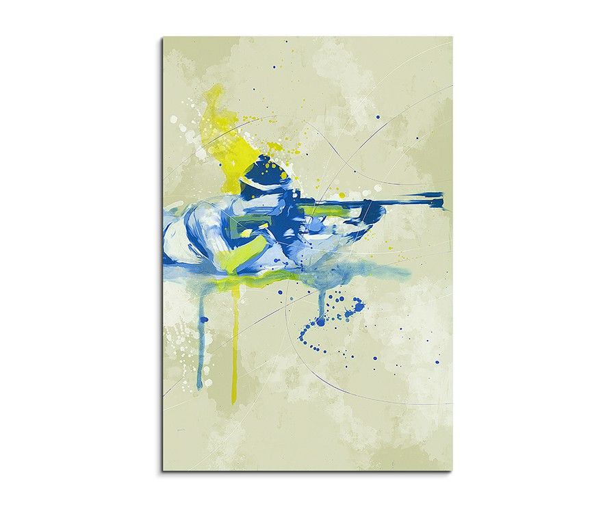 Biathlon IV 90x60cm SPORTBILDER Paul Sinus Art Splash Art Wandbild Aquarell Art