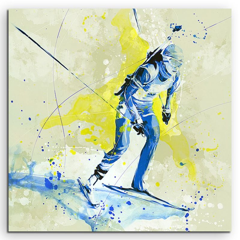 Biathlon V 60x60cm SPORTBILDER Paul Sinus Art Splash Art Wandbild Aquarell Art