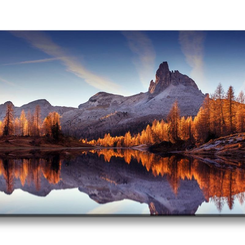 Leinwandbild 120x60cm Natur See Berge Bäume Herbst Wunderschön Stille