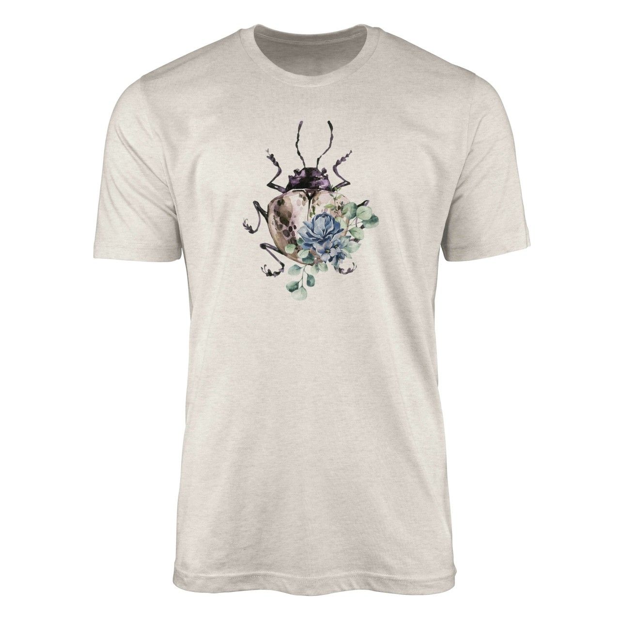 Herren Shirt 100% Bio-Baumwolle T-Shirt  Aquarell Motiv Käfer Farbe Nachhaltig Organic Ökomode