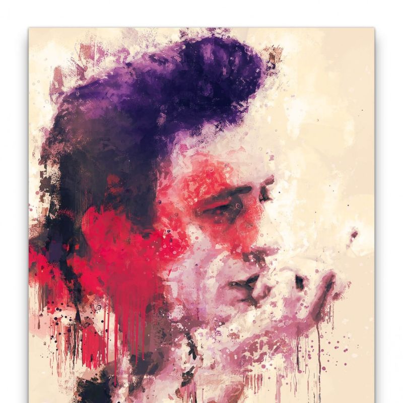 Johnny Cash Porträt Abstrakt Kunst Musiklegende Rock 60x90cm Leinwandbild