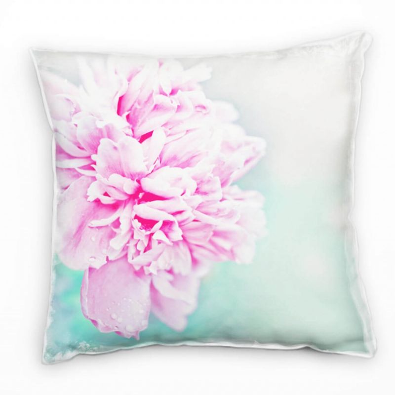 Macro, Blume, rosa, pink, grün, hell Deko Kissen 40x40cm für Couch Sofa Lounge Zierkissen