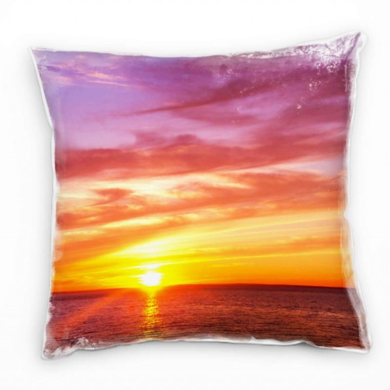 Meer, Sonnenuntergang, rot, orange, gelb Deko Kissen 40x40cm für Couch Sofa Lounge Zierkissen