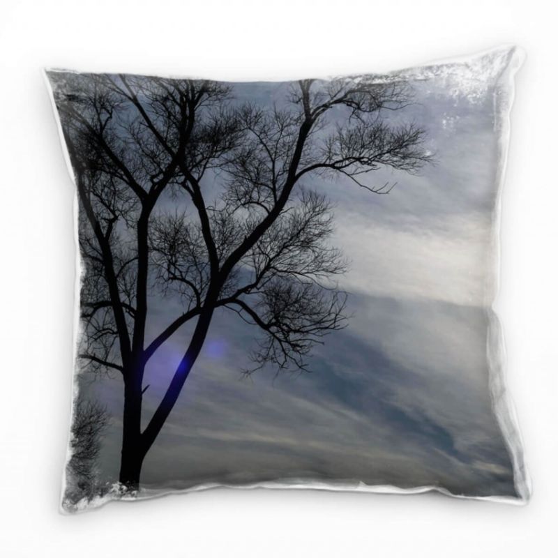 Natur, Sonne, Baum, blau, schwarz Deko Kissen 40x40cm für Couch Sofa Lounge Zierkissen