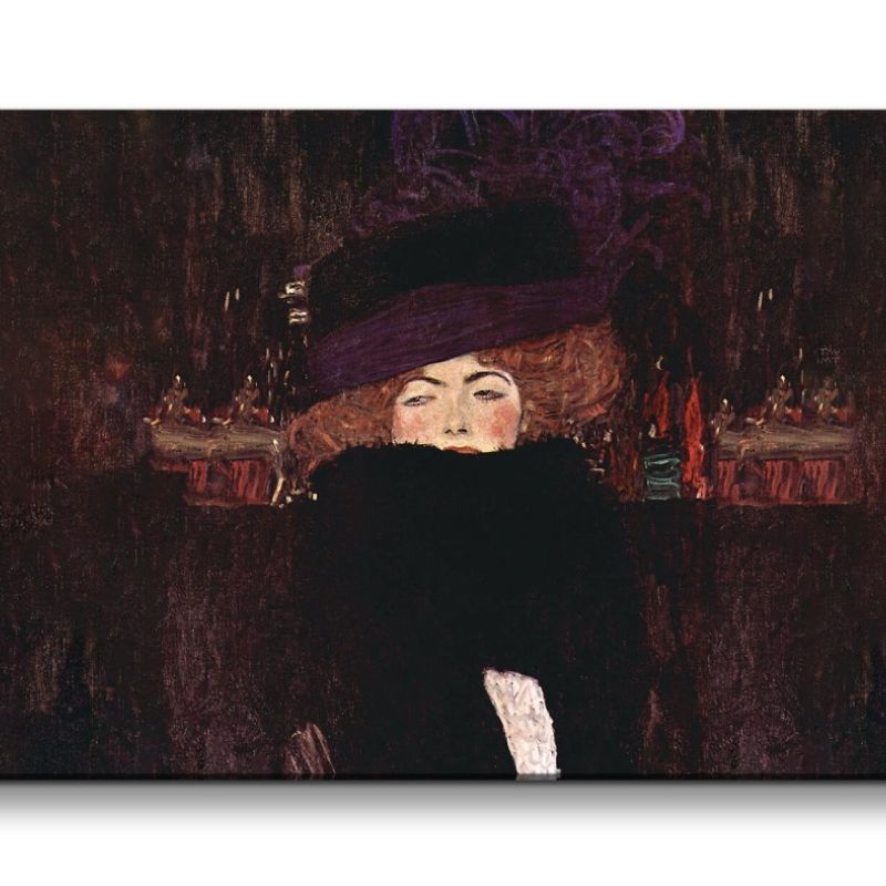 Remaster 120x60cm Gustav Klimt’s Dame mit Hut Jugendstil zeitlose Kunst Vintage Berühmt