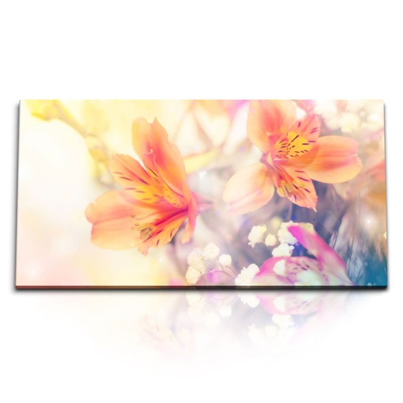 Kunstdruck Bilder 120x60cm Blüten Blumen Strauß Fotokunst Sonnenschein