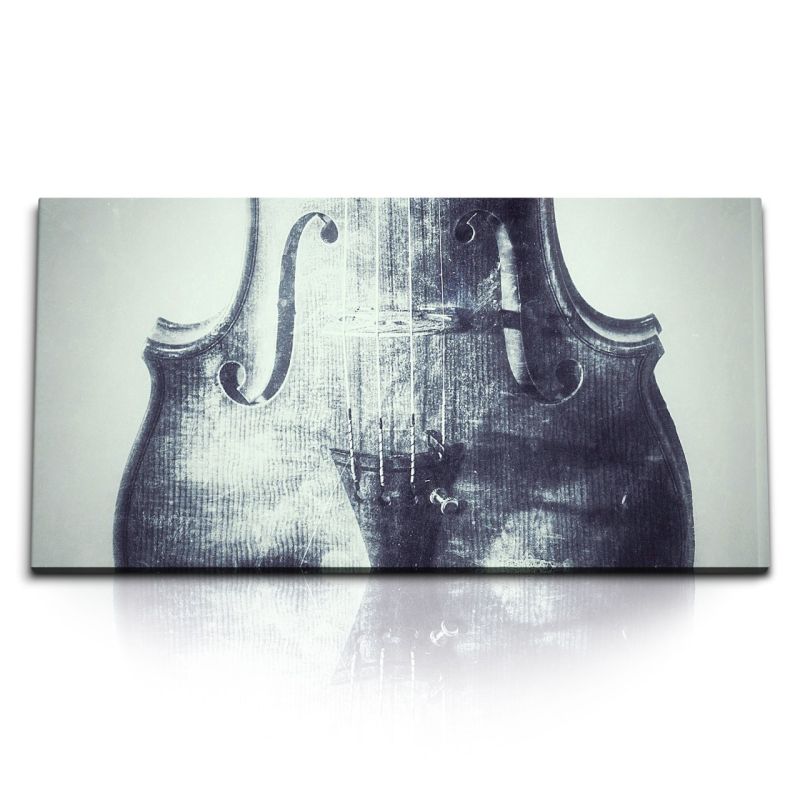 Kunstdruck Bilder 120x60cm Geige Violine Kunstvoll Grunge klassische Musik