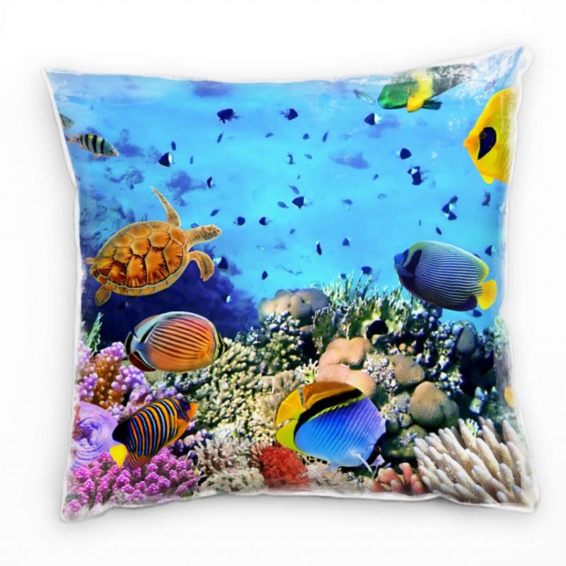 Tiere, Meer, bunt, Korallenriff, Unterwasser Deko Kissen 40x40cm für Couch Sofa Lounge Zierkissen