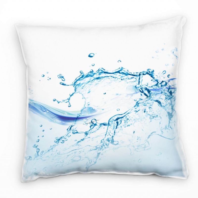 Meer, Wasser, Tropfen, blau, weiß Deko Kissen 40x40cm für Couch Sofa Lounge Zierkissen