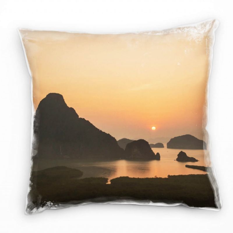 Meer, Sonnenuntergang, Thailand, orange Deko Kissen 40x40cm für Couch Sofa Lounge Zierkissen