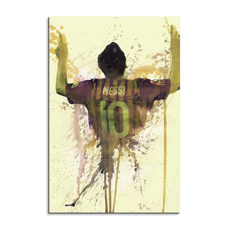 Messi 90x60cm  Aquarell Art Leinwandbild