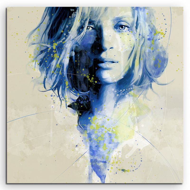 Uma Thurman V Aqua 60x60cm Wandbild Aquarell Art