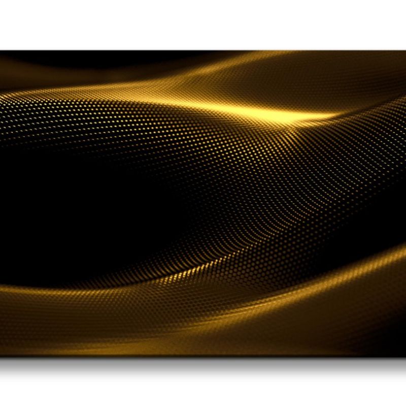 Leinwandbild 120x60cm 3d Art Abstrakt goldene Wellen Energie Modern