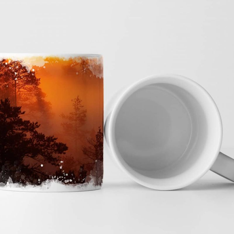 Tasse Geschenk Landschaftsfotografie – Sonnige Sumpflandschaft im Nebel