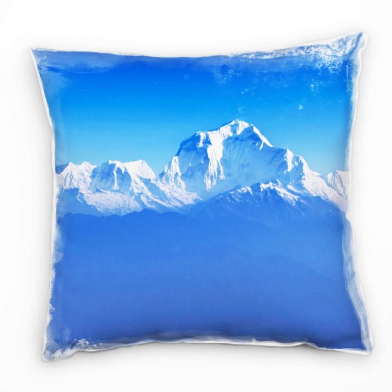 Landschaft, blau, weiß, schneebedeckte Berge Deko Kissen 40x40cm für Couch Sofa Lounge Zierkissen