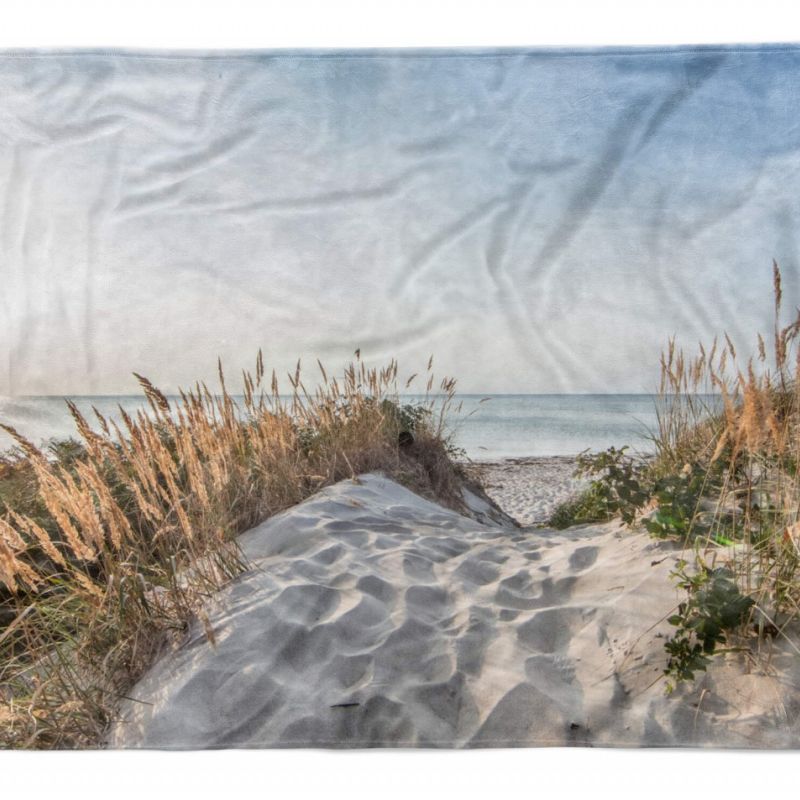 Handtuch Strandhandtuch Saunatuch Kuscheldecke  mit Fotomotiv Sand Strand Ostsee