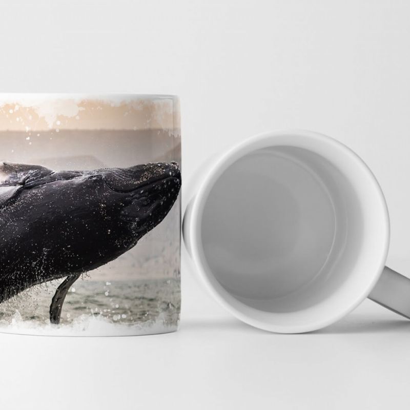 Tasse Geschenk Tierfotografie – Springender Buckelwal in Los Organos Piura Peru