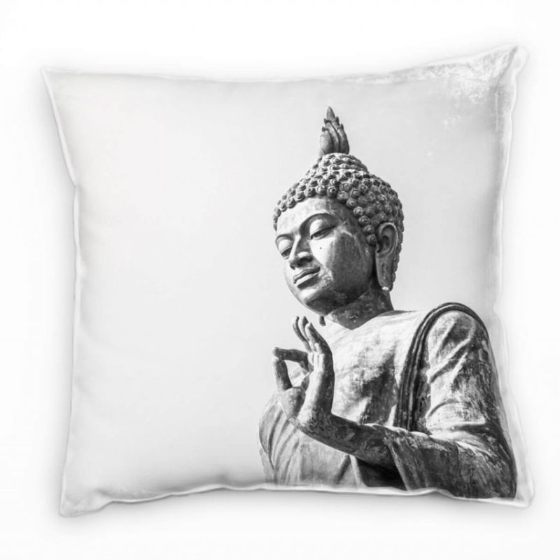 Urban, Buddha, Statur, Sonne, grau Deko Kissen 40x40cm für Couch Sofa Lounge Zierkissen