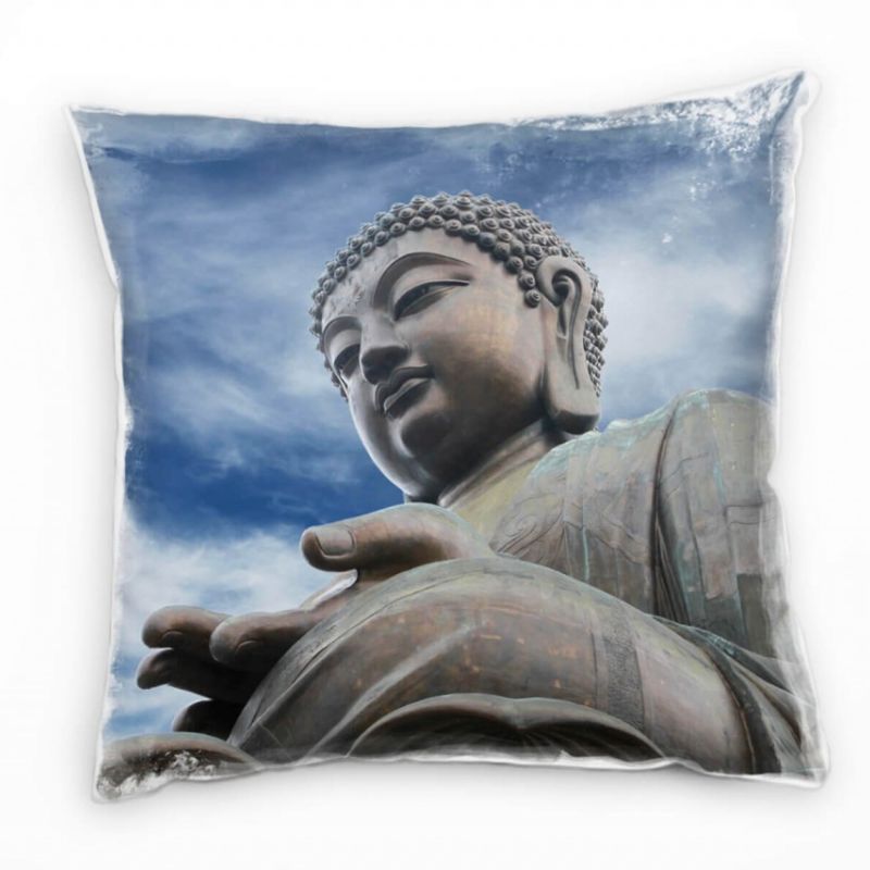 künstlerische Fotografie, grau, Buddha, Hongkong Deko Kissen 40x40cm für Couch Sofa Lounge Zierkisse