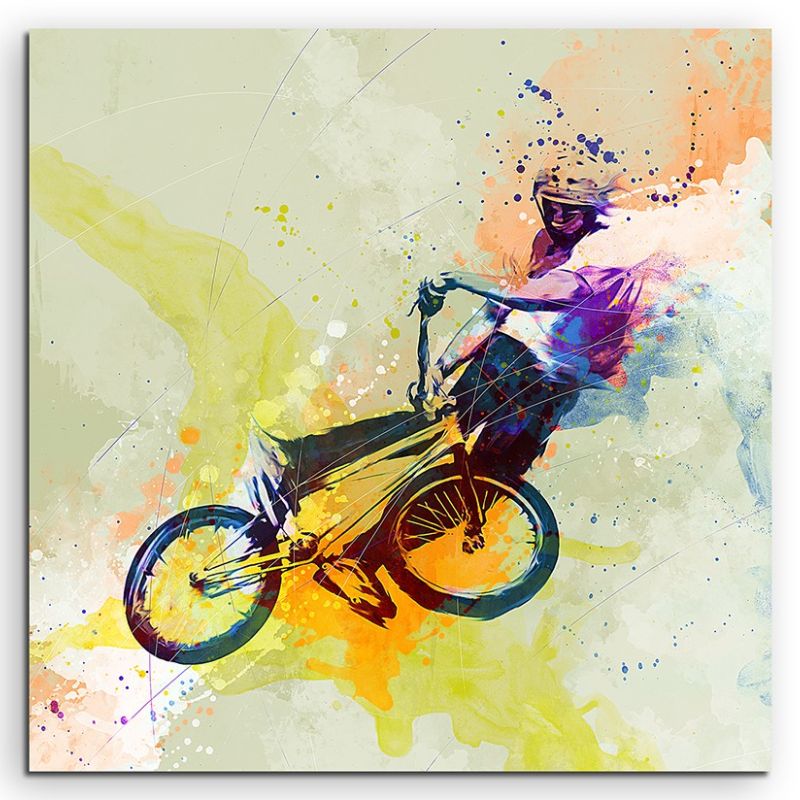 BMX II 60x60cm Aquarell Art Leinwandbild