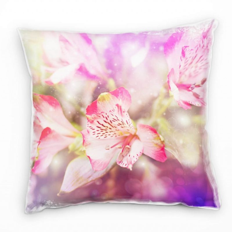 Blumen, pink, lila, Sommer, Unscharf, Nah Deko Kissen 40x40cm für Couch Sofa Lounge Zierkissen