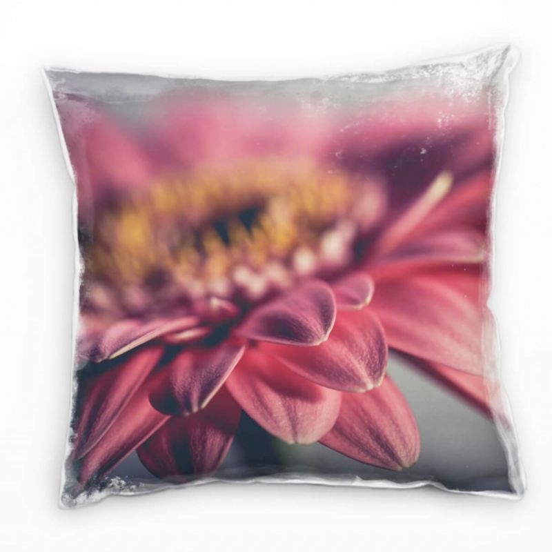 Macro, Blumen, Blütenblatt, pink, grau Deko Kissen 40x40cm für Couch Sofa Lounge Zierkissen