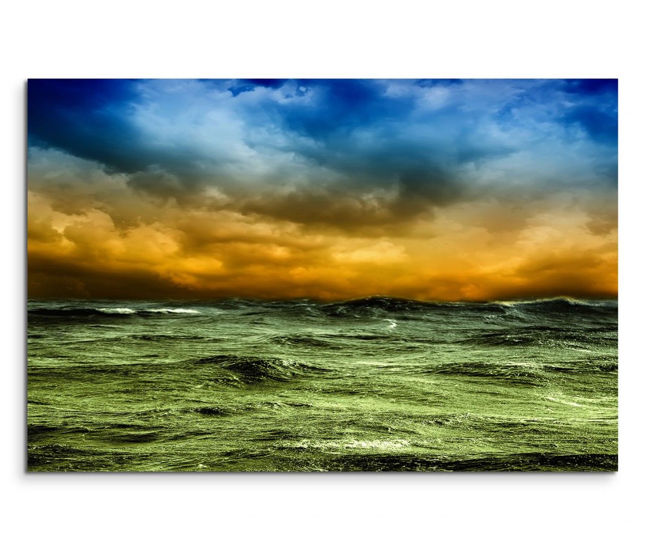 120x80cm Wandbild Meer Wellen Sturm Wolken