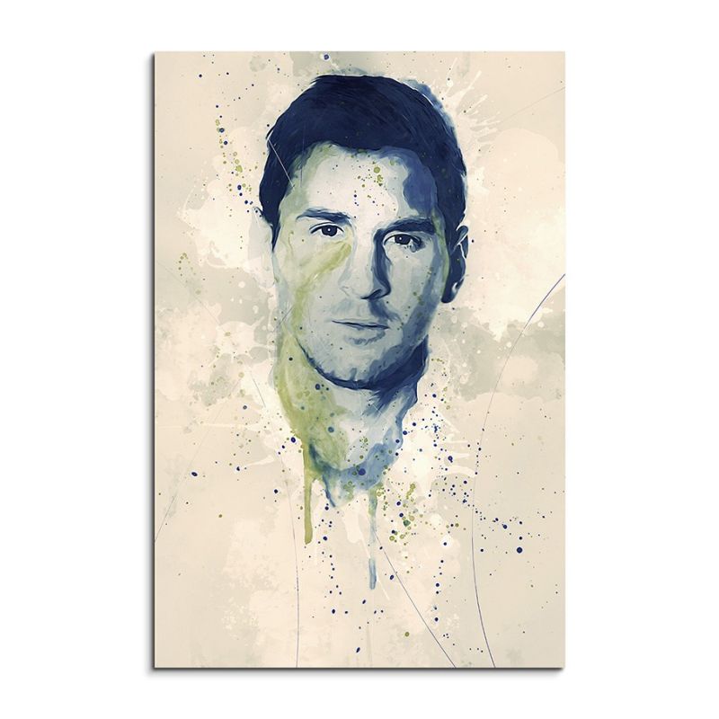 Lionel Messi Splash 90x60cm Kunstbild als Aquarell auf Leinwand