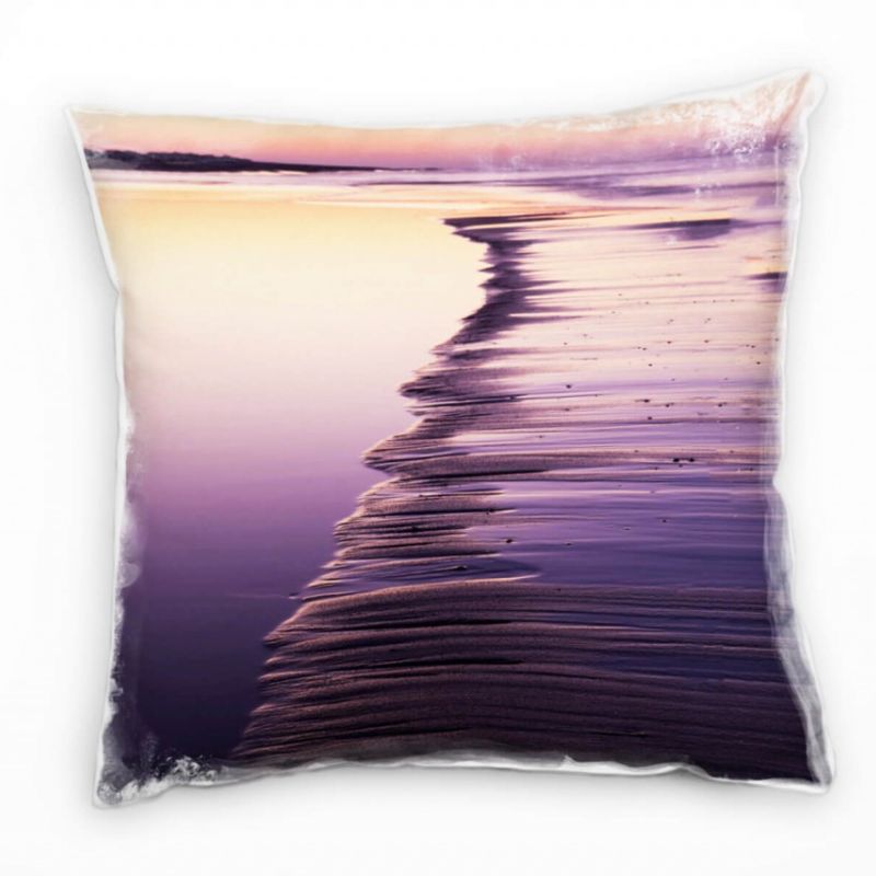 Strand und Meer, lila, pink, blau, schwarz Deko Kissen 40x40cm für Couch Sofa Lounge Zierkissen