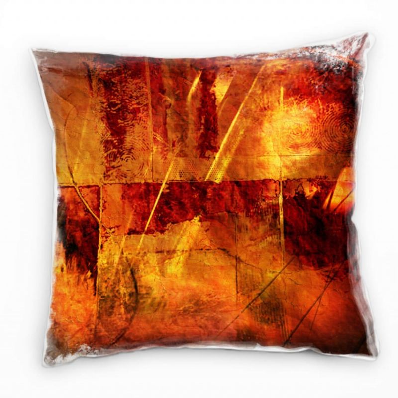 Abstrakt, orange, rot, gold, gemalt Deko Kissen 40x40cm für Couch Sofa Lounge Zierkissen