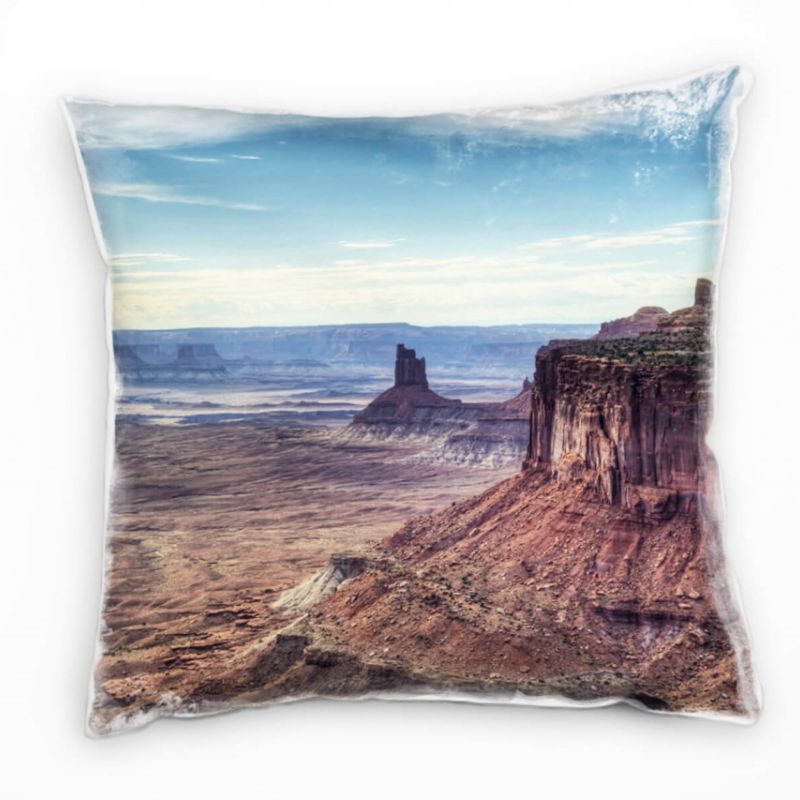 Landschaft, Canyon, Gestein, braun, blau Deko Kissen 40x40cm für Couch Sofa Lounge Zierkissen