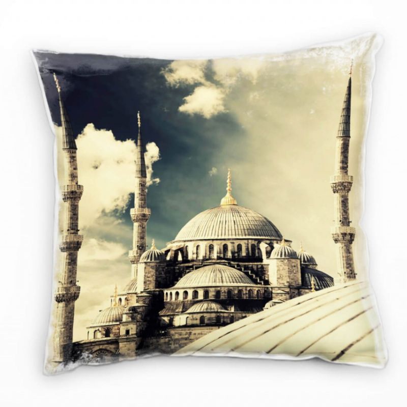 Urban, Istanbul, blaue Moschee, braun Deko Kissen 40x40cm für Couch Sofa Lounge Zierkissen