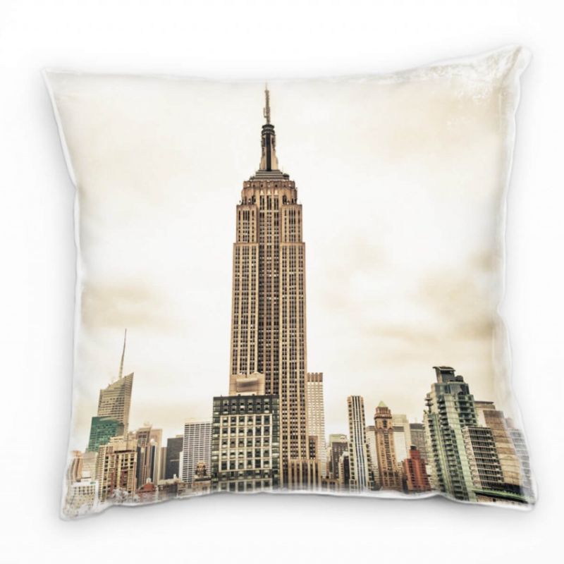 City, New York, Manhattan, braun, grau Deko Kissen 40x40cm für Couch Sofa Lounge Zierkissen